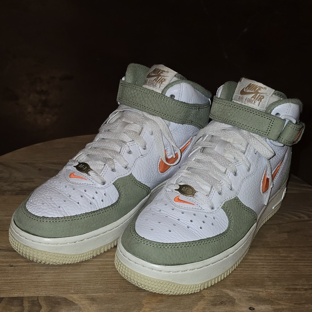 Nike Air Force 1 Mid QS Jewel Oil Green White Orange Men’s 6 DQ3505-100